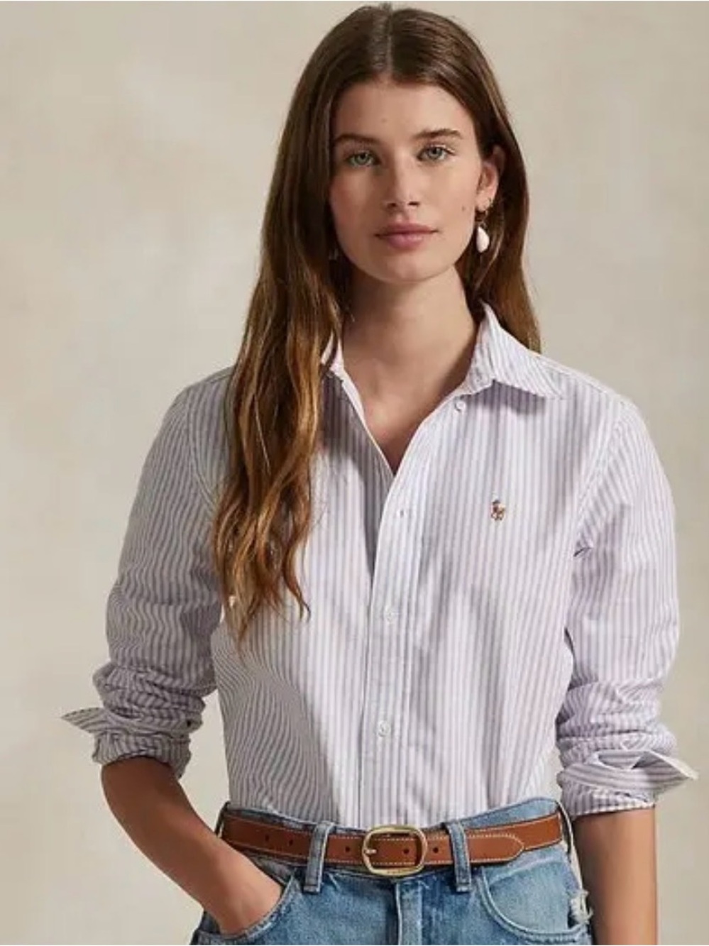 Ralph Lauren Light Purple Striped Oxford Shirt